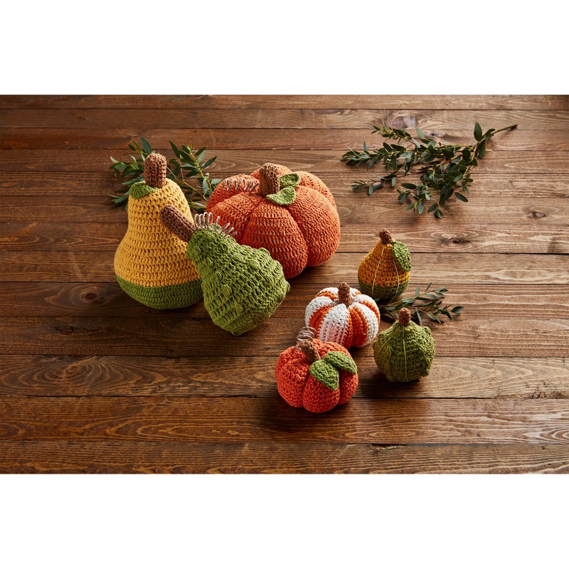 Mud Pie Crochet Lg Stuffed Pumpkins, Orange