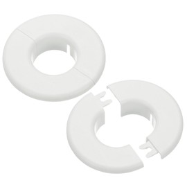 PATIKIL Wall Split Flange 1.5" (37mm), 2 Pcs Round Detachable Escutcheon Plate Buckles Water Pipe Cover for Kitchen Bathroom Air Conditioner Arm Pipe Faucet Decoration, White