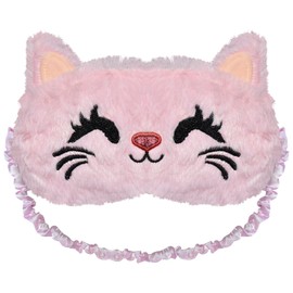 Cute Cat Eye Mask for Sleeping Funny Cartoon Animal Sleep Mask Lovely Kitty Eye Mask Soft Plush Blindfold Eye Cover Xmas Eyeshade for Kids Girls Men Women Travel, One Size