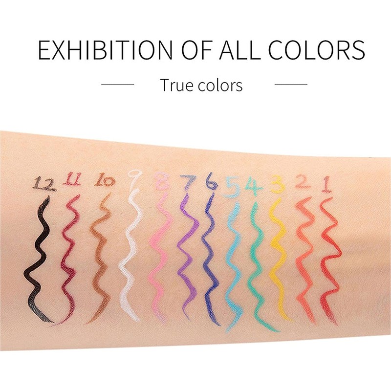 12 Color Liquid Eyeliner Pen Smudge Proof Eyeliner Quick Dry