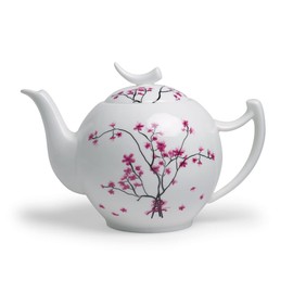 TeaLogic Cherry Blossom Teapot White with Cherry Blossoms 2 Litres Bone China