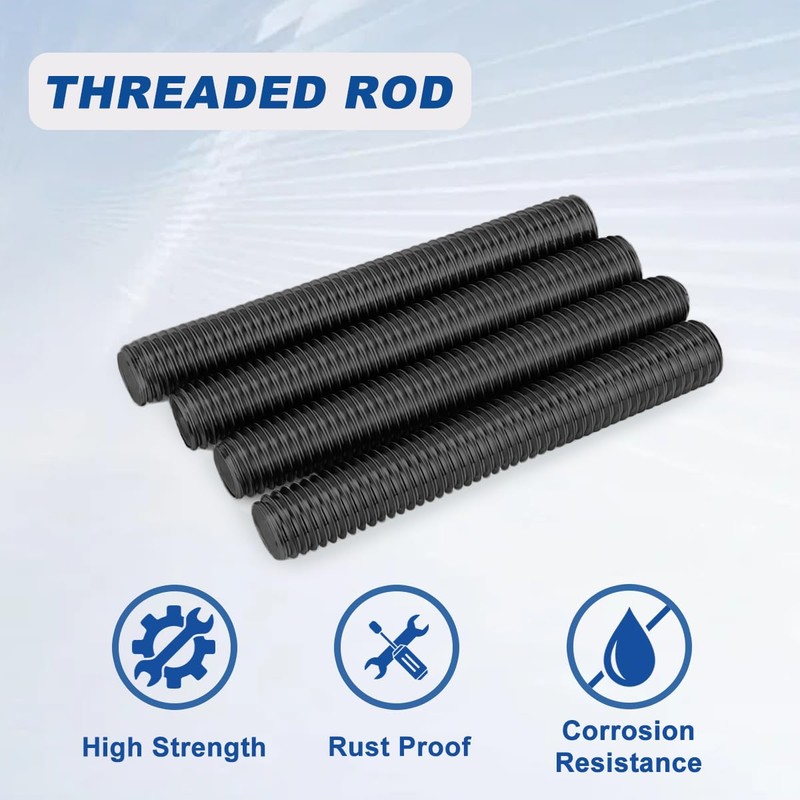 Drenky Pack of 10 Threaded Screws Black M6 x 80