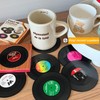 Soundzero Pack of 12 Retro Vinyl Record Coasters, Retro Coffee