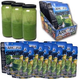 Arkopia Freeze Dried Smoothies - Green 12 Pack | Rich, Healthy, & Sweet | $4.99/Smoothie | Pure, Raw, Whole, & Natural | Just add water & enjoy a fresh smoothie | All the nutrition as fresh | BB date 2049-01 | Green 12pk