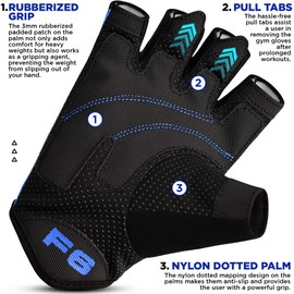 RDX Gym Weight Lifting Gloves Workout Fitness Bodybuilding Breathable Powerlifting Wrist Support Training Exercise, Blue, S
