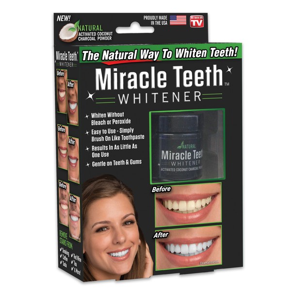 Ontel Miracle Teeth Whitener - Natural Whitening Coconut Charcoal Powder – As Seen on TV