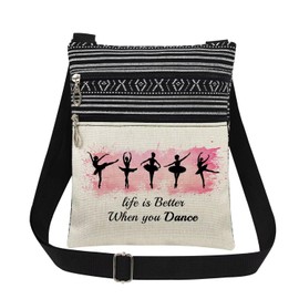 XiaoGalaee Ballet Art Adjustable Strap Crossbody Bag Watercolor Dancer Print for Women Messenger Bag Dance Quote Gift for Ballerina Sister's Birthday International Dance Day​​ Gift for Ballet Lover