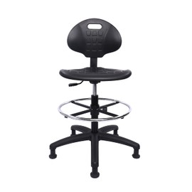 Chair Master Heavy Duty Drafting Stool - Easy to Clean! Ergonomic Polyurethane Chair. Seat Height Adjustable w/Footring for Home, Automotive, Lab, Cleanroom (Glides, Tall Stool).