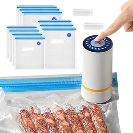 Máquina Selladora, JESWO Bomba aspiradora, Mini Máquina de Vacío Portátil con 15 Bolsas de Vacío