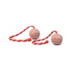Julius-K9, IDC Natural Rubber Ball with String, Horizontally Grooved, 60