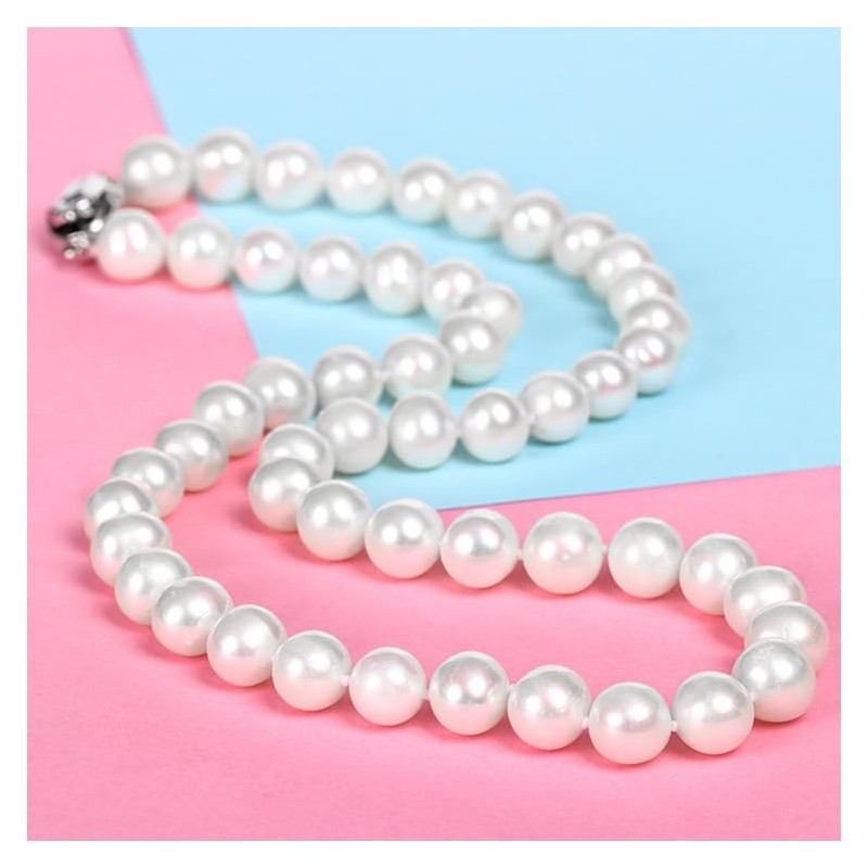 SANFACE 8mm Round Shell Pearl Necklace Set for Women