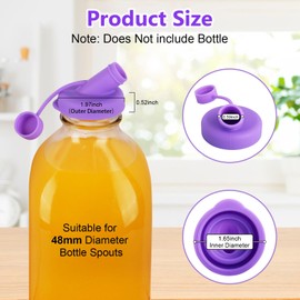 Silicone Milk Bottle Caps Pour Spout Covers, 48mm Diameter Glass Bottle Lids Leakproof, Reusable Milk Jug Caps Replacement Lid Fitting for Standard 48mm Opening Glass Milk Bottles (6 Pack)