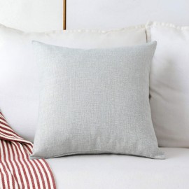 Home Brilliant Decorative Lined Linen Square Throw Cushion Cover Pillow Cover for Bed Kids Chair, 18 x 18 inch(45cm), Light Grey
