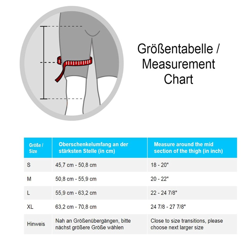 LP Support 705CA Oberschenkelbandage - Kompressions-Bandage, Größe:L, Farbe:schwarz
