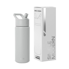 Simple Modern Kids Water Bottle with Straw Lid | Vacuum Insulated Stainless Steel Metal | Reusable Leak Proof BPA-Free Thermos for School | Summit Collection | 18oz, Ice Gray