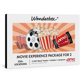 WONDERBOX AMC Movie Night Experience for 2, Gift Box with 2 Movie Tickets, Drinks & Popcorn, Valid at 550 Locations