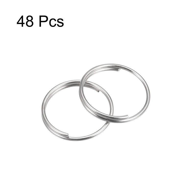 sourcing map Pack of 48 Double Loop Split Rings 12