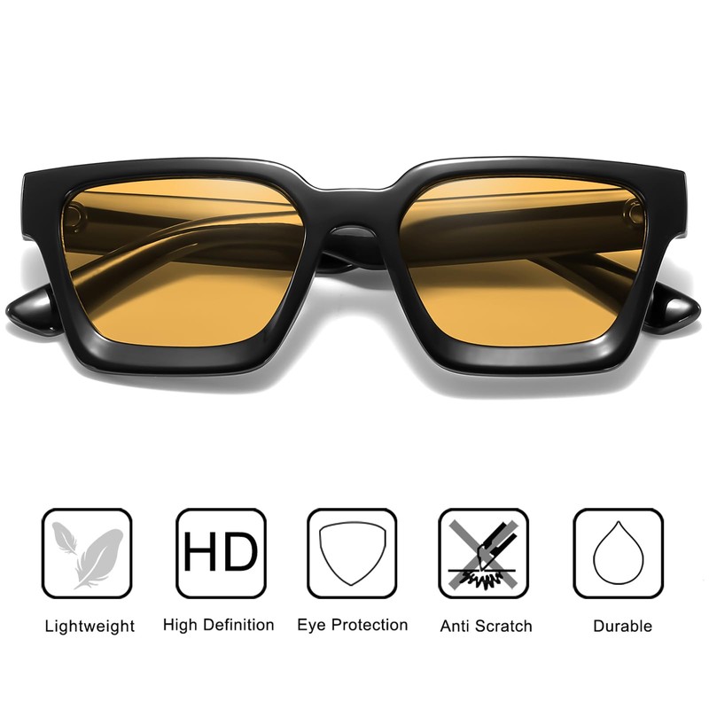 aisswzber plastic Square sunglasses for men and women 2613-Yellow