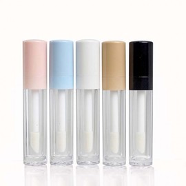 8ml Clear White Large Brush Wand Lip Gloss Tube with Pink Cap (Empty Tint Bottle) Thick Nude + 8ML 30ea