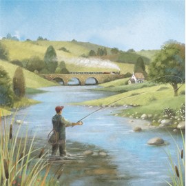 Hunts England - Fly Fishing Fun Blank Card For Him - Milo's Gallery - Sport Any Occasion Card - Blank Any Occasion Card - All Occasions Card For Fishing Lovers - For Boys, Men