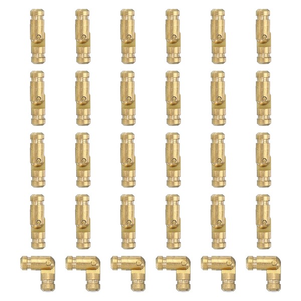PATIKIL Hidden Brass Barrel Hinges 0.6"x0.16", 30 Pcs Invisible Hinges