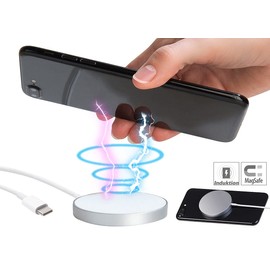 Callstel Qi Ladegerät: Schnell-Ladestation, kompatibel mit Qi- & kompatibel mit MagSafe-Technologie, 5-15 W (Qi Lader, Ladepad, Magnet Ladekabel)