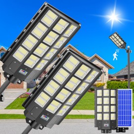 Jadisi 2-Pack 7000W Solar Street Light,Solar Street Lights Outdoor Waterproof, 240000LM 7000K Solar Powered Street Light,Dusk to Dawn,with Motion Sensor,LED Wide Angle Lamp