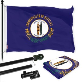 UD_G128 Combo Pack: 6 Ft Tangle Free Spinning Flagpole (Black) & Kentucky Flag 3x5 Ft Printed 150D Polyester, Brass Grommets (Fl
