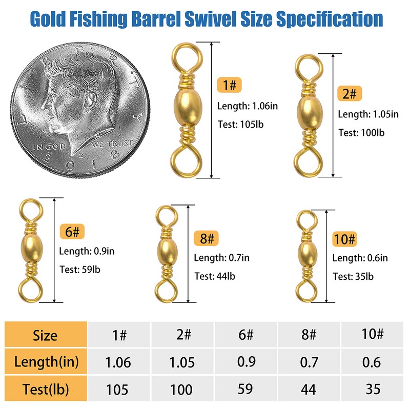 Fishing Barrel Swivels Saltwater Swivel - 60pcs-120pcs Copper Fish Swivels