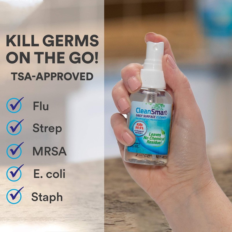 CleanSmart To Go Disinfectant Kills 99.9% of Viruses, TSA-Approved for