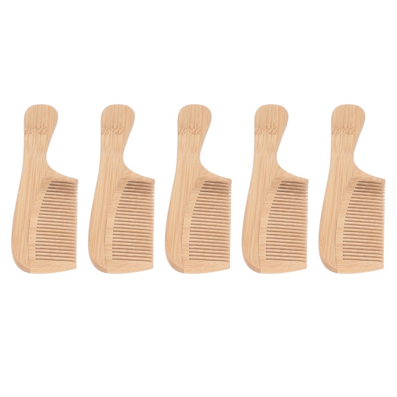 5pcs Bamboo Hair Comb Anti Statics Round Teeth Fragrance Wide