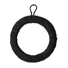 Bloomingville Unique Round Hand-Woven Abaca Rope Hanger Trivet, 7 Inch, Black
