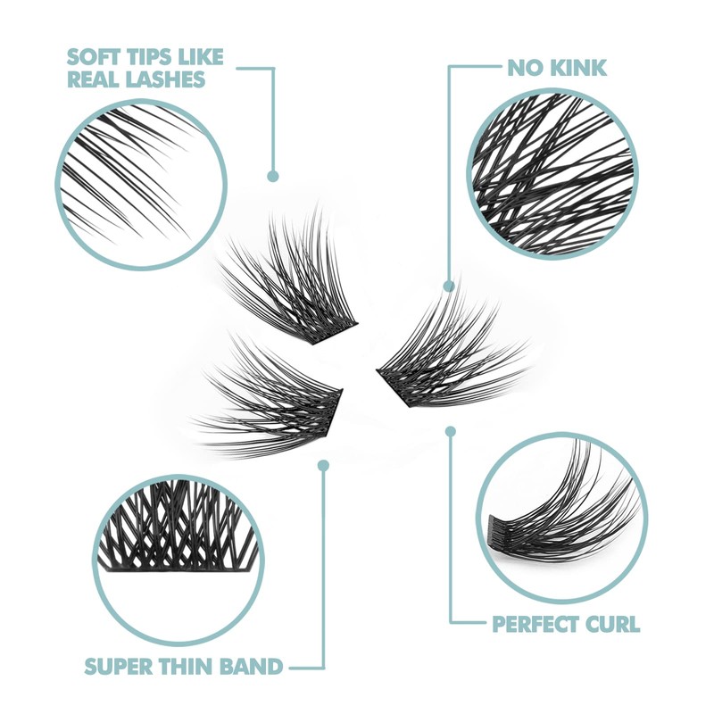 DIY Eyelash Extension, 3D Effect Individual Glue Bonded Lash Clusters