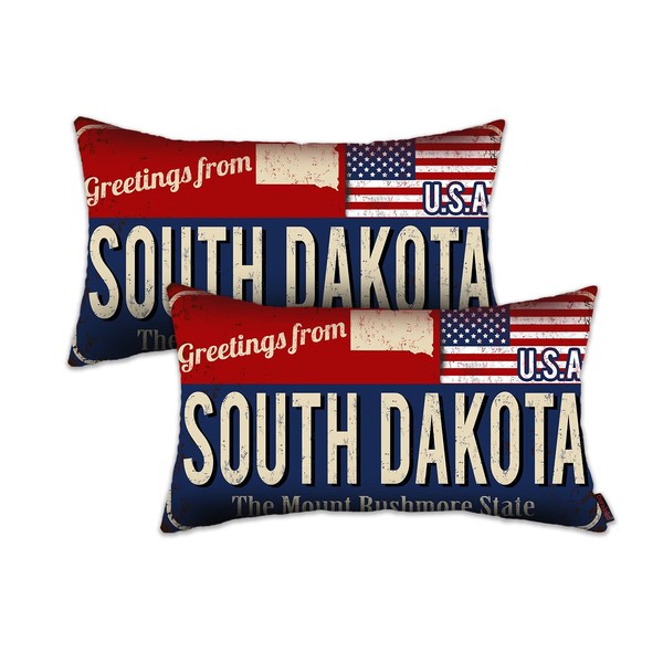 South Dakota Throw Pillow Cover 12x20 Set 2, South Dakota