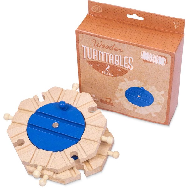 Conductor Carl Wood Train Track Expansion Packs| Compatible with Most Train Tracks| Track Turntables -1 Count (Pack of 2)
