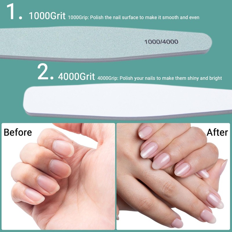 1000/4000 Grit Nail Buffing Block Professional Nail Buffer, Fingernail Files