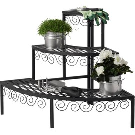 Tierra Garden 39-110367N 3-Tier End Cap Plant Stand, Black