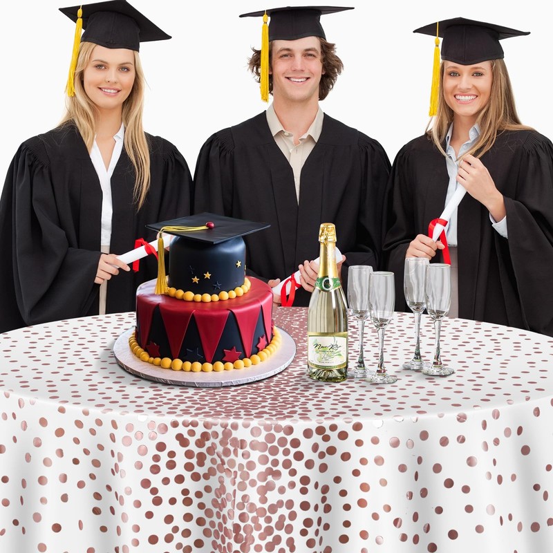 VitalCozy 6 Pcs Round Gold Polka Dots Tablecloth 84 Inch