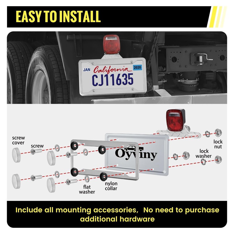 Oyviny Trailer License Plate Bracket Holder & Universal License Plate