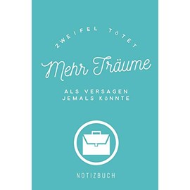 ZWEIFEL TÖTET MEHR TRÄUME ALS VERSAGEN JEMALS KÖNNTE NOTIZBUCH: A5 Notizbuch liniert mit witzigem Spruch | Geschenk fürs Buero | Cooles Gadget für ... | Tagebuch | Journal | Reisetagebuch |