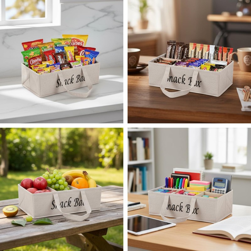 Xbopetda Snack Organizer for Countertop, Fabric Snack Organizer with Handle,