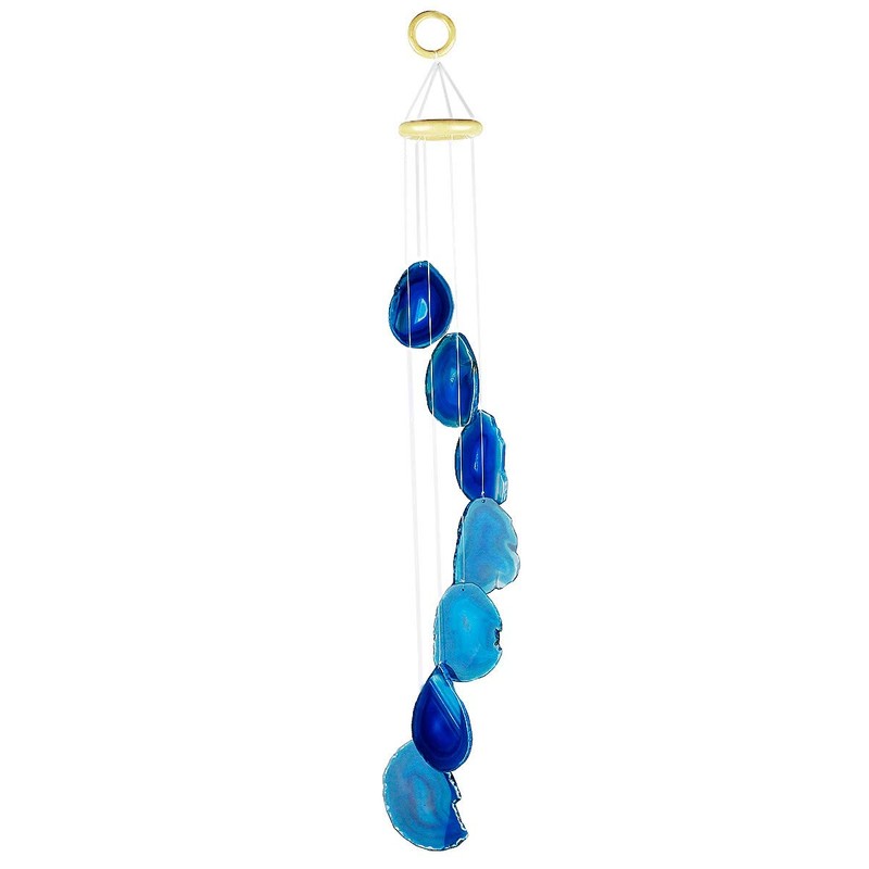 KYEYGWO Blue Agate Discs Geode Wind Chime Sun Catcher Crystal