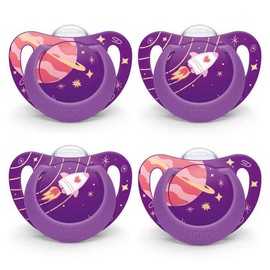 Nuk Orthodontic Pacifier, Space Girl, 6-18 Months, 4pk