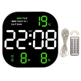 Digital Clock Large Screen LED USB 5V Remote Multifunctional Temperature Month Display Luminous Electronic Clock for Study Living Room Two Color Green Light