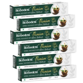 Herbodent® Premium Toothpaste -5.82 Oz Pack of 6 | 21 Herbs for Strong Teeth & Healthy Gums-Neem, Clove, Cinnamon, Cardamom with Natural Mouthwash-No Paraben, No Fluoride, No Saccharin, No Triclosan