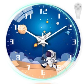 Sugarzoon Reloj de Pared de Cuarzo silencioso, 30 cm diámetro, Estilo Moderno, Decorativo para la Cocina, el Salón, el Comedor o la Habitación, Funciona con Pilas (Astronauta Azul)