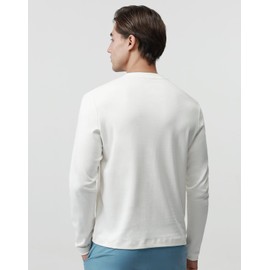 Hudson Wellesley Pure Cotton T Shirts for Men Comfort Long Sleeve White Tee Crewneck Jersey Moisture Wicking Cloud Dancer L