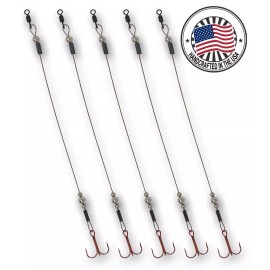 VMC Ice Fishing Stainless Steel Tip Up Leader Predator Rig #8 VMC Hook 5-Pack Silver