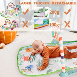 Piano Gym Music Tummy Time Padded Mat with 5 Sensory Toys, Baby Play Gym for Newborn Infant 0 to 3 6 9 12 Months Leaf Baby Play Mat Baby Gym