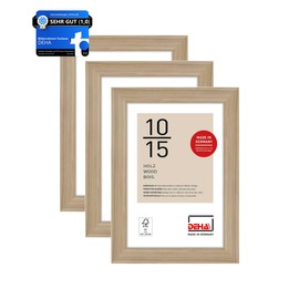 DEHA Design Fontana Wooden Picture Frame, Set of 3, 10 x 15 cm, Natural Oak